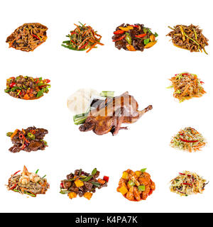 Satz eine andere asiatische Gerichte im Restaurant. isoliert auf weißem Backrgound Stockfoto