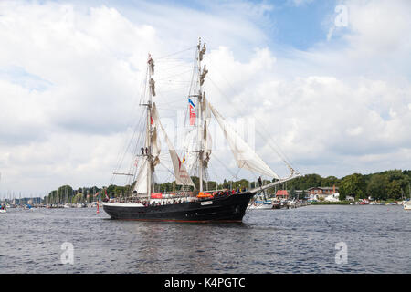 Warnemünde/Deutschland - 12. August 2017: Segelschiff Mercedes an öffentliche Veranstaltung Hanse Sail in Warnemünde, Deutschland. Stockfoto