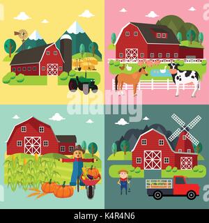 Ein Vektor Abbildung: Farm Life Cliparts Stock Vektor