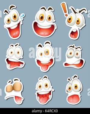 Aufkleber Design für Mimik Abbildung Stock Vektor