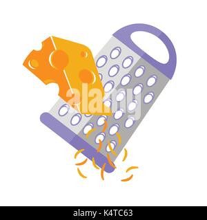 Gitter Käse Symbol im flachen Stil auf weißem Hintergrund. Pizza und Pizzeria symbol Vektor Illustration. Stock Vektor