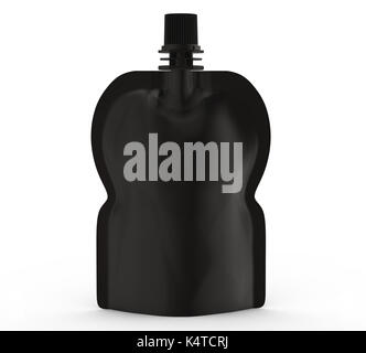 Energie jelly Paket, leere Folie Beutel Mockup für Getränke oder Essen in 3D Rendern, schwarz Stockfoto
