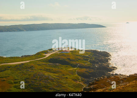 Angeln (Fox) Leuchtturm von oben, St. Anthony, Neufundland, Kanada Stockfoto