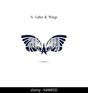 A-Brief unterzeichnen und Angel Wings. Monogramm Flügel Vektor logo Vorlage. classic Emblem. Elegante dynamische Buchstaben des Alphabets mit Flügeln. kreatives Gestaltungselement. co Stock Vektor