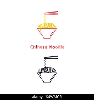 Noodle Restaurant und das Essen logo vektor design. Chinesische Nudelsuppe logo Vorlage. Geschmack von Asien logo Template Design. Vector Illustration. Stock Vektor
