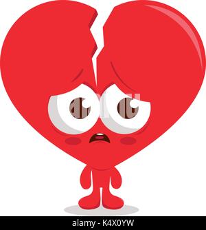 Broken Heart cartoon Charakter. Vector Illustration. Stock Vektor