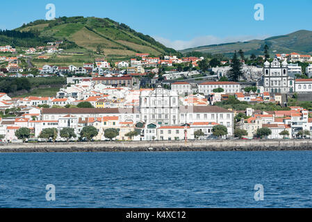 Blick vom Meer, Horta, Faial Azores, Portugal Stockfoto