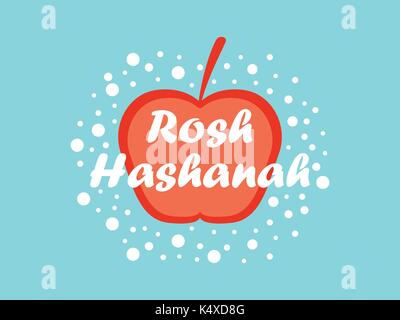 Rosch Haschana. Grußkarte Design das Jüdische Neue Jahr. Shana Tova. Red Apple. Vector Illustration Stock Vektor