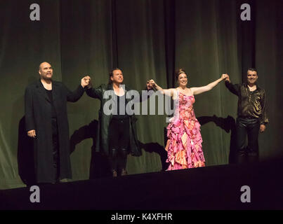 Curtain Call an Wagners Gotterdammerung, Bayreuth Opera Festival 2017, Bayern, Deutschland Stockfoto