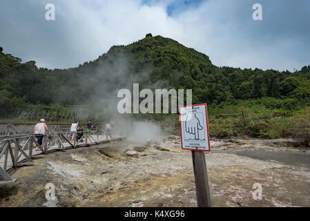 Heißes Wasser, Fumarolas da Lagoa das Furnas, São Miguel, Portugal Stockfoto