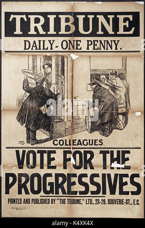 Progressive Party Poster produziert von "Tribune" für LCC-Wahlen - Wahlen zum London County Council, 1907 Stockfoto