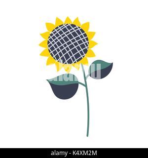 Sonnenblume isoliert Vector Illustration Cartoon Stil. Stock Vektor