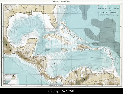 Antike Karte, ca. 1875, von West Indies (Sea) Stockfoto