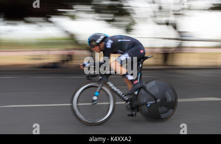 Das Team Sky Geraint Thomas während Phase 5 der OVO Energy Tour von Großbritannien aus Clacton zu Clacton. Stockfoto