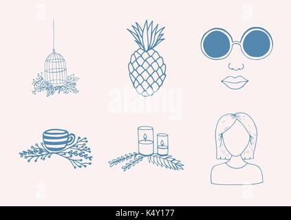 Vektorset mit verschiedenen Reisesymbolen Stock Vektor