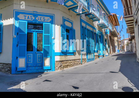 LEFKARA, Zypern - 25. MÄRZ 2017: alte Straßen von Pano Lefkara, Zypern. Stockfoto