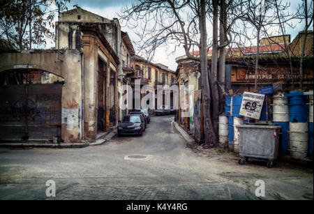 Nikosia, Zypern am 21. März 2017: UN-Pufferzone (grüne Linie), die in Zypern in Nikosia. Stockfoto