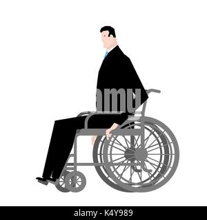 Unternehmer im Rollstuhl. Boss ist deaktiviert. Medizin Vector Illustration Stock Vektor