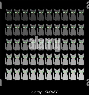 50 Katzen. Home pet Graustufen einstellen. Vector Illustration Stock Vektor