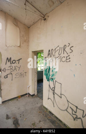 Innenraum eines verlassenen RAF Station in Hampshire, England Stockfoto