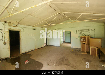 Innenraum eines verlassenen RAF Station in Hampshire, England Stockfoto