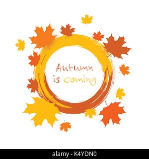 Der Herbst kommt - bunte Decken, Banner, Plakat, Poster oder Flyer Design mit Herbstlaub-EPS 10 Vector Hintergrund Vorlage Stock Vektor