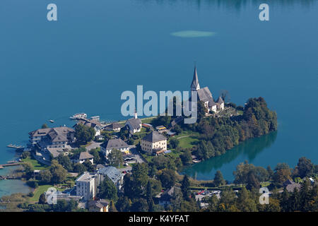 Maria Wörth Kirche am Wörthersee, Pyramidenkogel, Linden, Kärnten, Österreich Stockfoto