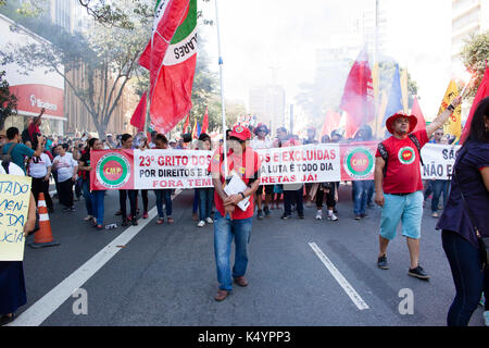 Sao Paulo, Brasilien. 07 Sep, 2017. 23 Schrei der ausgeschlossenen und in São Paulo ausgeschlossen, während der Morgen von diesem Urlaub September 7. (Foto: Joel Nogueira/Fotoarena) Credit: Foto Arena LTDA/Alamy leben Nachrichten Stockfoto