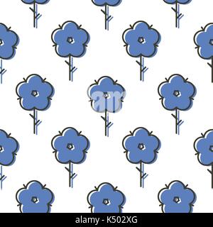 Geometrische blau im skandinavischen Stil Blume nahtlose einfach fett Vektor Muster. Stock Vektor