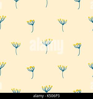 Dill Krone Blume abstrakte Einfache nahtlose Muster. Stock Vektor