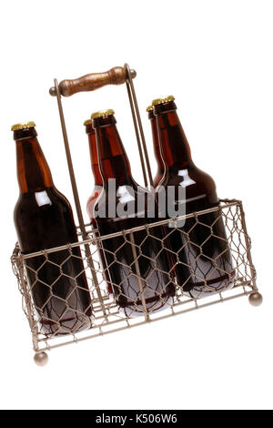 Hausgemachte homebrew, liebevoll gebraut und in Flaschen abgefüllt. Stockfoto