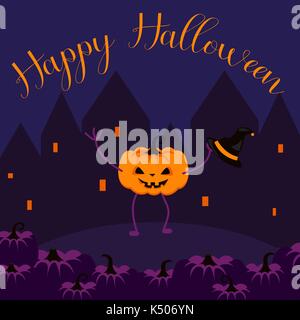 Happy Halloween Postkarte vektor Banner. Stock Vektor
