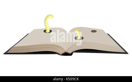 Buchen Sie lieben Leseratten. Hardcover altes Buch. Süße Würmer. Stockfoto