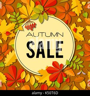 Verkauf Banner mit hellen Blätter im Herbst. Stock Vektor