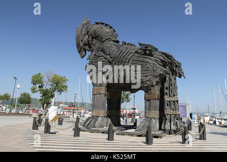 CANAKKALE, Türkei - Juli 02, 2017: Trojanisches Pferd in Canakkale Stadt. Pferd verwendet in Film Troja und auf dem Display in Canakkale Stadt. Stockfoto