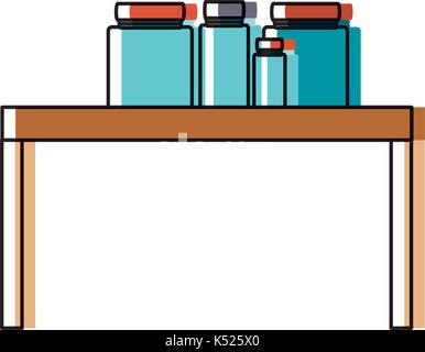 Tabelle mit Nahrungsmitteln Flaschen Symbol Stock Vektor