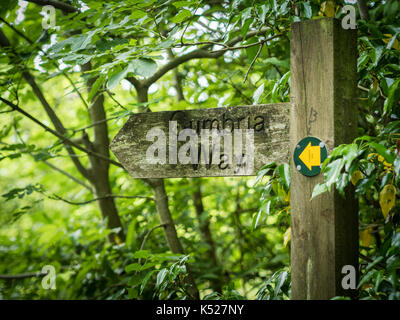 Wegweiser für die Cumbria Way, Ulverston Stockfoto