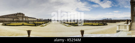 Panoramablick von Venaria Reale Gärten, Turin, Italien Stockfoto