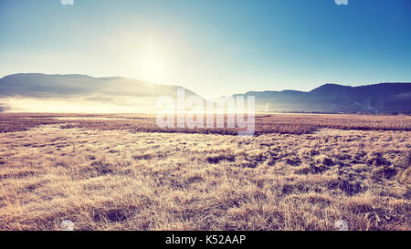 Vintage getönten Sonnenaufgang an der Grand Teton National Park, Wyoming, USA. Stockfoto