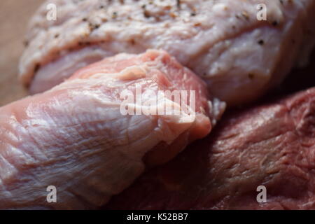 Nahaufnahme von rohem Fleisch Stockfoto