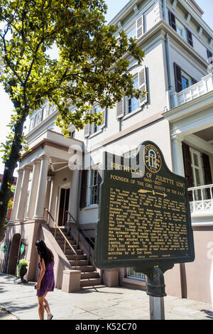 Savannah Georgia, Juliette Gordon Low Historic District, Geburtsort, Hausmuseum, außen, historische Markierung, USA USA USA USA Amerika Nordamerika, GA Stockfoto