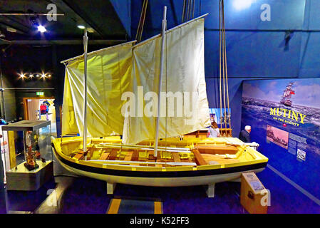 Falmouth Cornwall National Maritime Museum Replika Schiffe Meuterei Boot von HMS Bounty Stockfoto