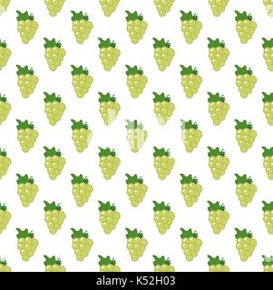 Weiße Trauben nahtlose Muster. Bündeln der grüne Trauben endlose Hintergrund. Sich wiederholende Textur. Auf weissem Hintergrund. Vector Illustration. Stock Vektor