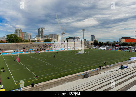 September 02, 2017. Toronto, Kanada - Blick auf das Feld während der Super 8 s Runde 4 Spiel zwischen Toronto Wolfpack (Kanada) vs Whitehaven RLFC (Vereinigtes König Stockfoto