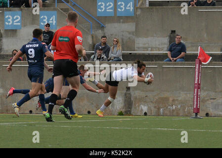 September 02, 2017. Toronto, Kanada - Spieler auf dem Feld während Super 8 s Runde 4 Spiel zwischen Toronto Wolfpack (Kanada) vs Whitehaven RLFC (Vereinigtes K Stockfoto