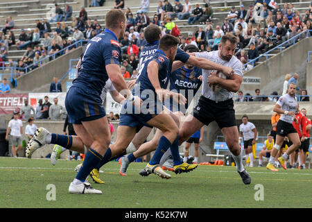 September 02, 2017. Toronto, Kanada - Spieler auf dem Feld während Super 8 s Runde 4 Spiel zwischen Toronto Wolfpack (Kanada) vs Whitehaven RLFC (Vereinigtes K Stockfoto