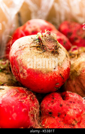 Rote Rüben, Farmers Market, im Freien Stockfoto