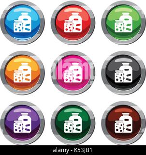 Gläser mit eingelegtem Gemüse und Marmelade Satz 9 Sammlung Stock Vektor