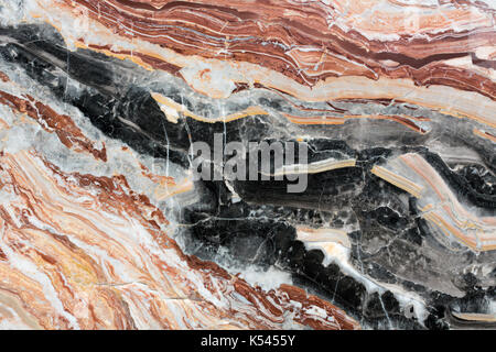 Schwarz, Rot, whire, braun gemusterten natürliche Marmor Textur. Hochauflösendes Foto Stockfoto