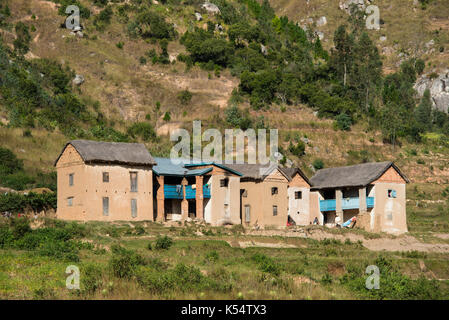 Traditionelle Merina Häuser, Hochland in der Nähe von Antsirabe, Madagaskar Stockfoto